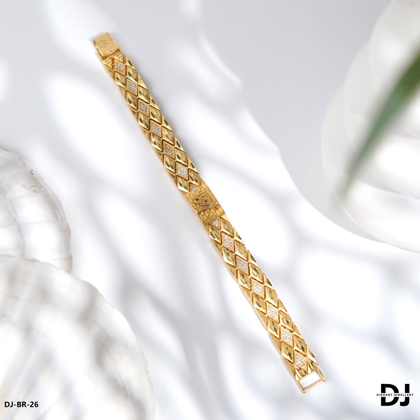 Primium Quality AD DIAMOND with MAA Gold Plated Bracelet for Men(BR-26)
