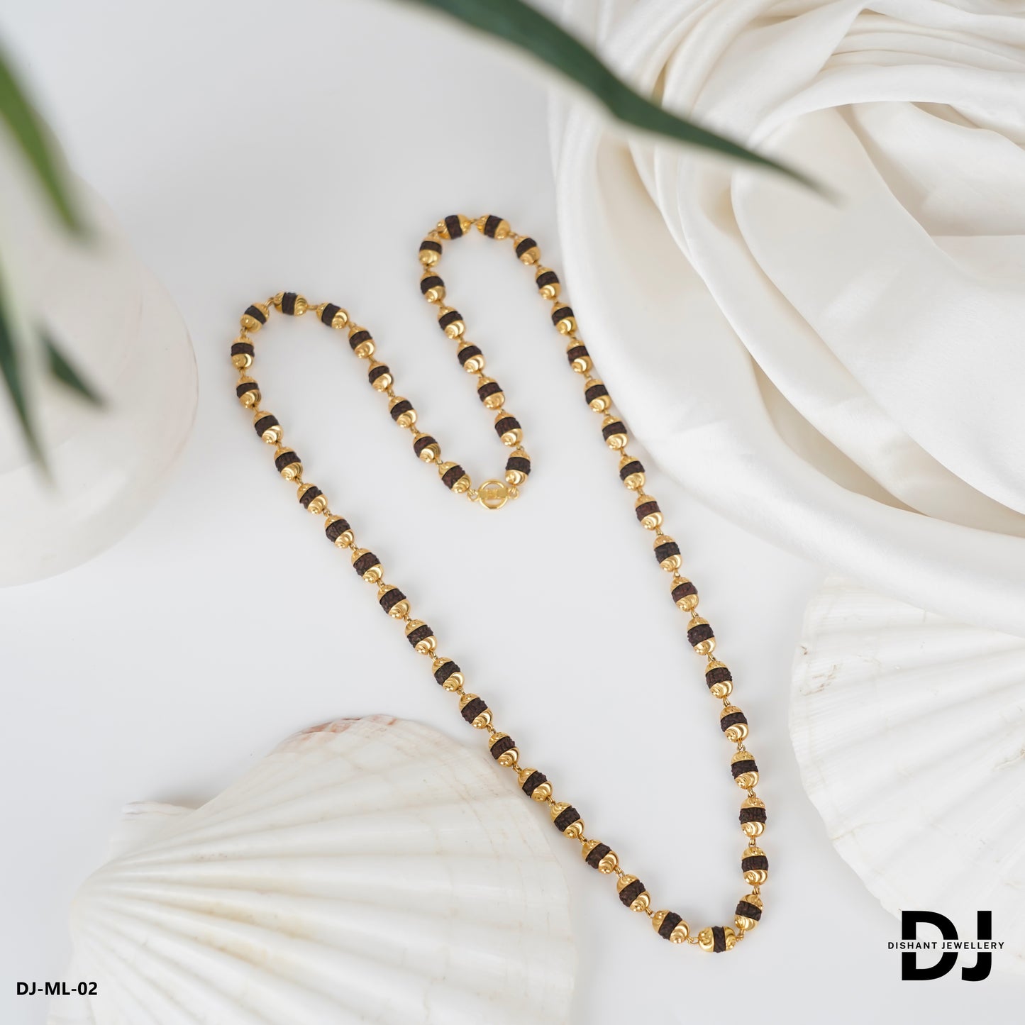 New 6 mm Gold Plated Rudraksha mala for Men.(ML-02)