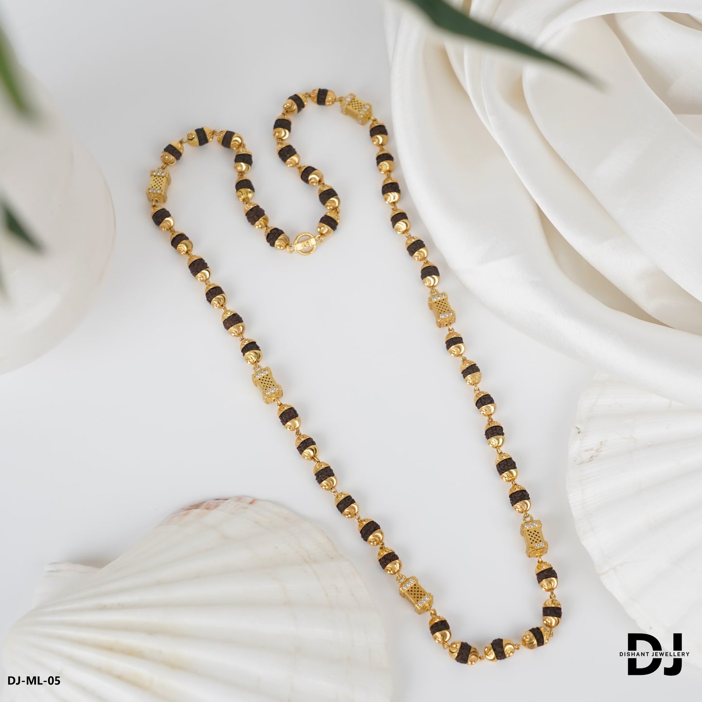 New 6 mm Gold Plated Rudraksha With Square balt mala for Men.(ML-05)