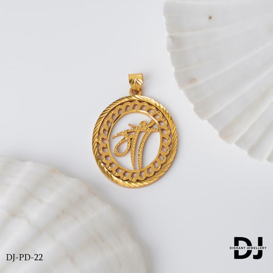 New Round Design Gold Pletted MA Design Pendant.(PD-22)
