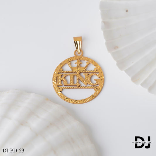 New Round Gold Pletted KING Design Pendant.(PD-23)