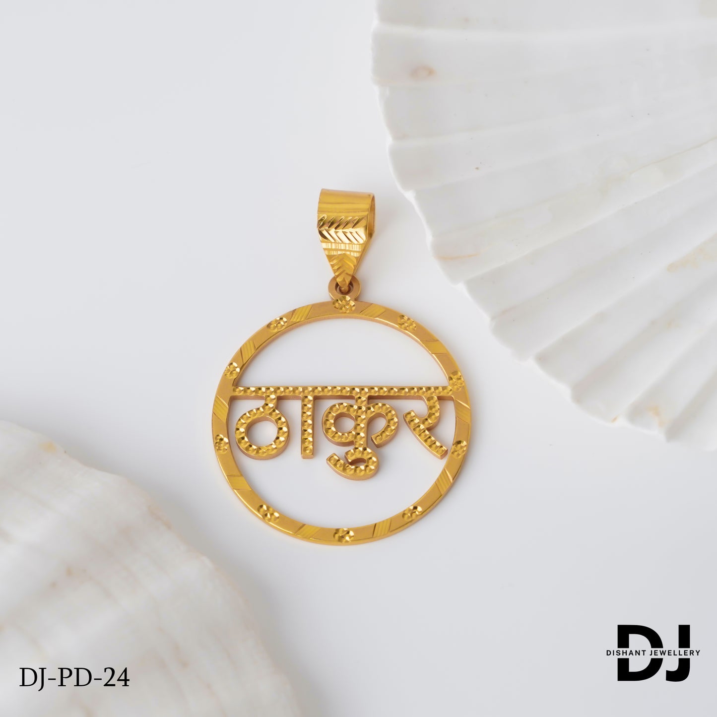 New Round Gold Pletted THAKUR Design Pendant.(PD-24)