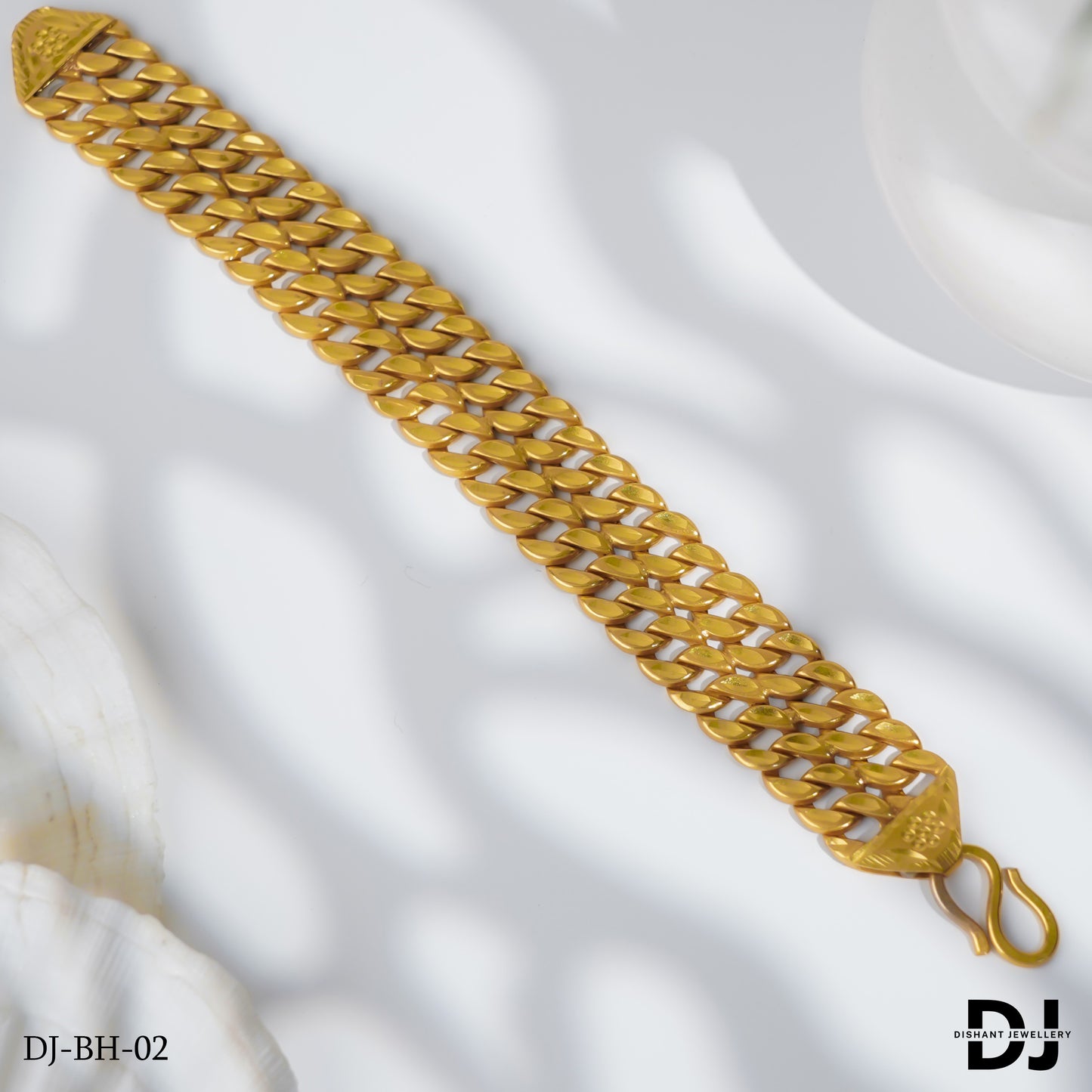 Design Gold Pleted Men’s Fashion Design 2 Line Pokal Bracelet.(BR-02)