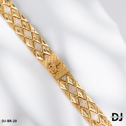 Primium Quality AD DIAMOND with GOGA Gold Plated Bracelet for Men(BR-20)