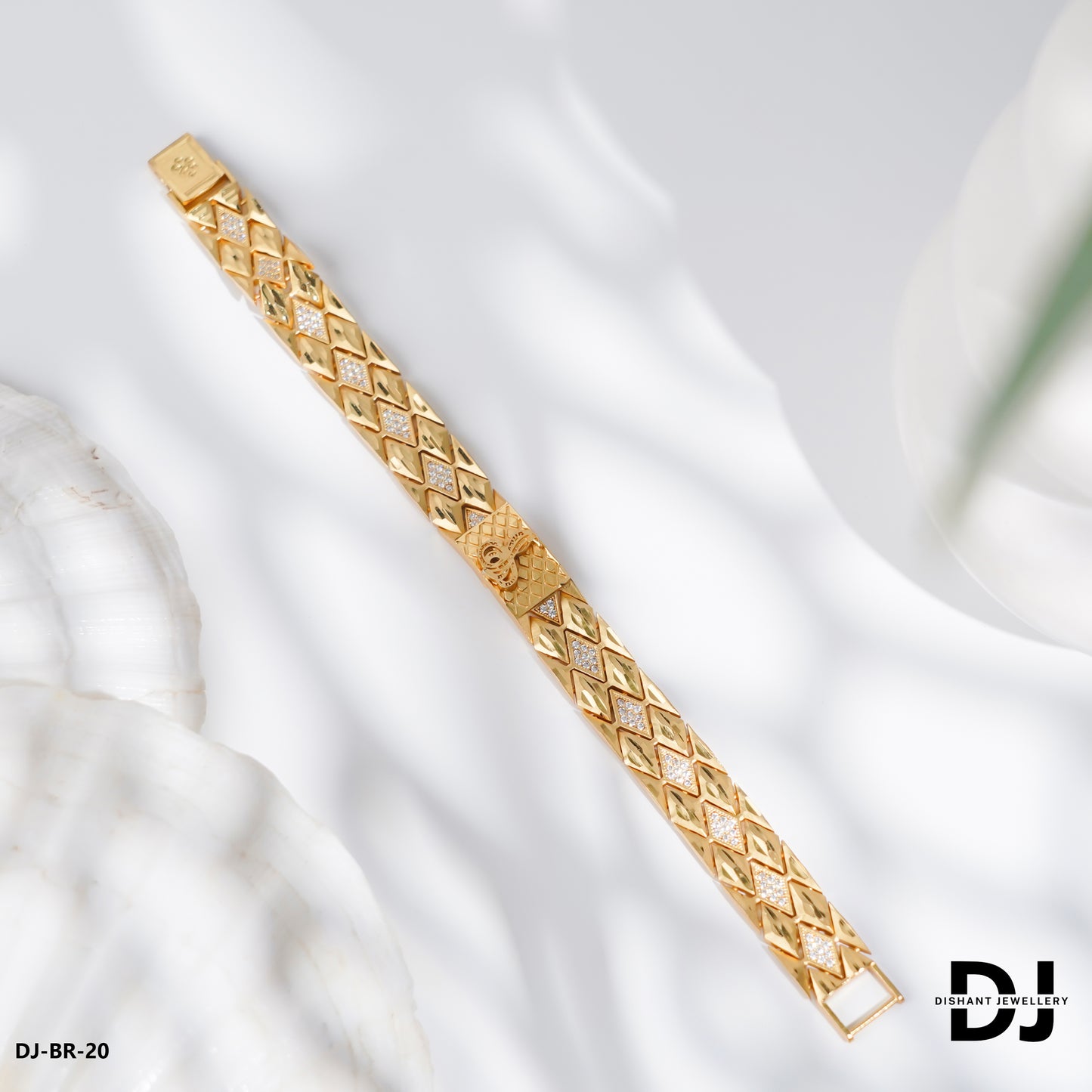 Primium Quality AD DIAMOND with GOGA Gold Plated Bracelet for Men(BR-20)