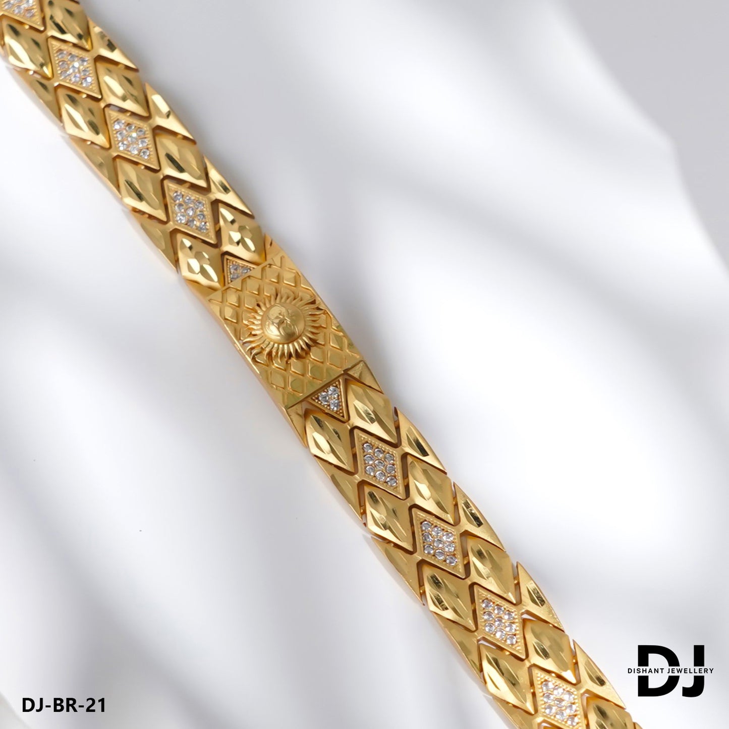 Primium Quality AD DAIMOND with SUYRA Gold Plated Bracelet for Men(BR-21)