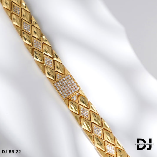 Primium Quality AD DIAMOND with Gold Plated Bracelet for Men(BR-22)