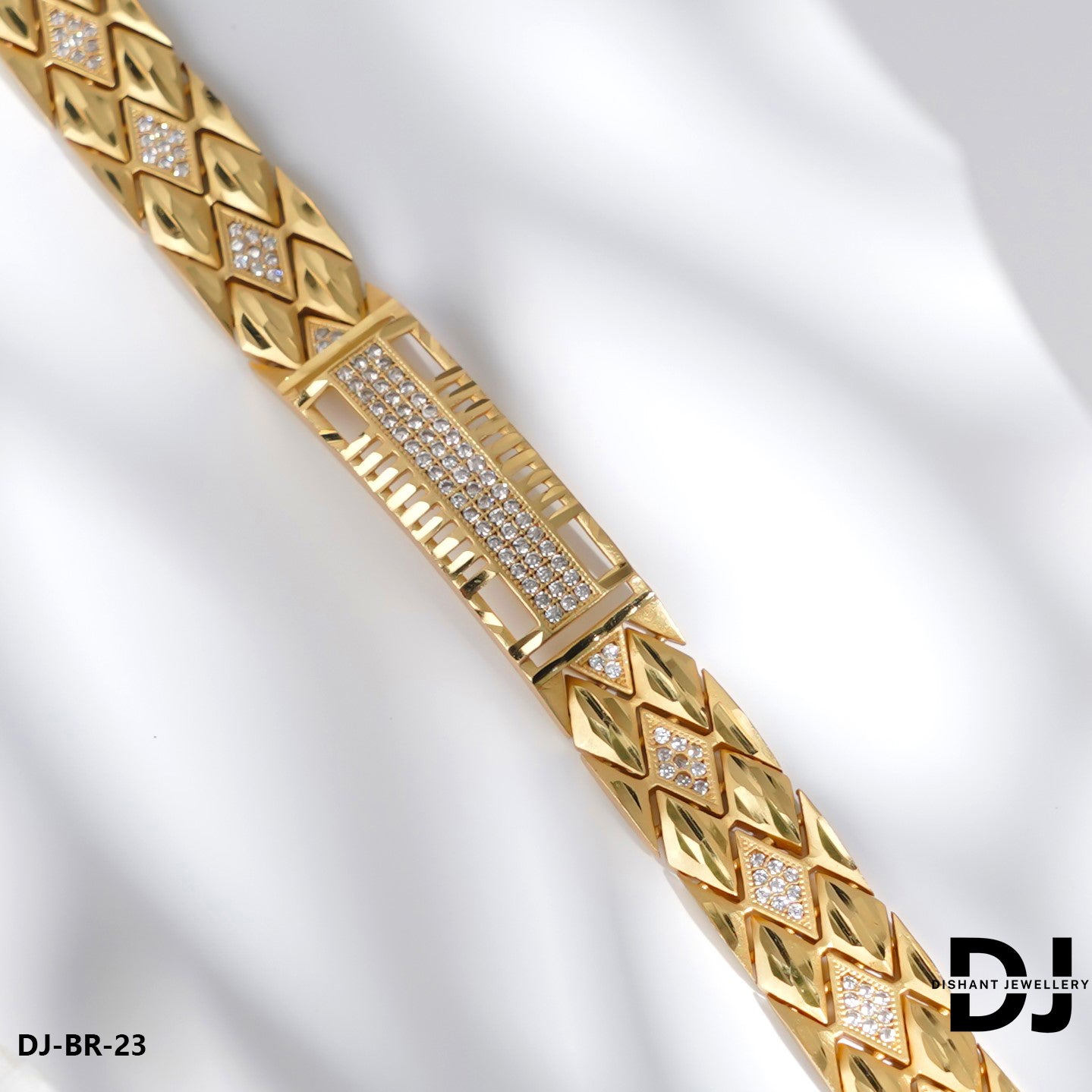 Primium Quality AD DIAMOND with BELT Gold Plated Bracelet for Men(BR-23)