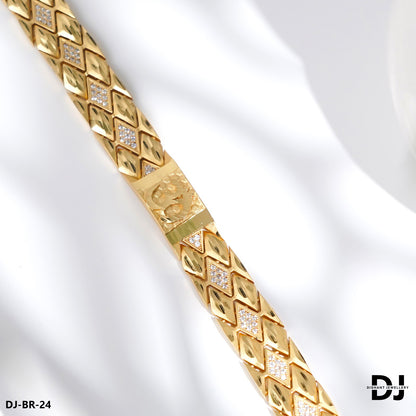 Primium Quality AD DIAMOND with OM Gold Plated Bracelet for Men(BR-24)