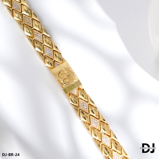 Primium Quality AD DIAMOND with OM Gold Plated Bracelet for Men(BR-24)