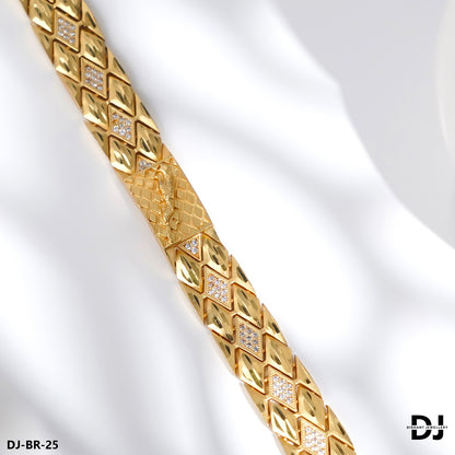 Primium Quality AD DIAMOND with JAGUAR Gold Plated Bracelet for Men(BR-25)