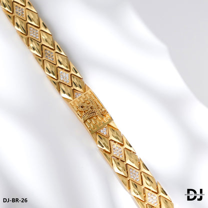 Primium Quality AD DIAMOND with MAA Gold Plated Bracelet for Men(BR-26)