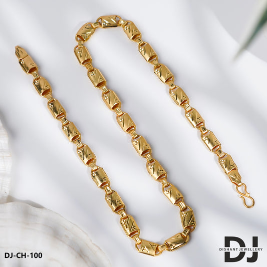 New Gold Plated Latest Design big Nawabi Chain for Men. (CH-100)