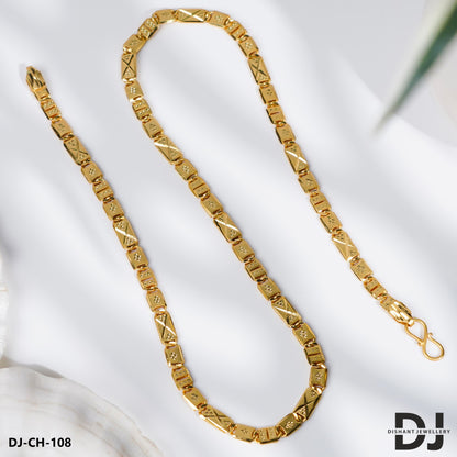 Cute Design Gold Plated Medium size Nawabi Chain for Men(CH-108)