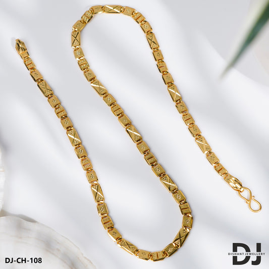 Cute Design Gold Plated Medium size Nawabi Chain for Men(CH-108)