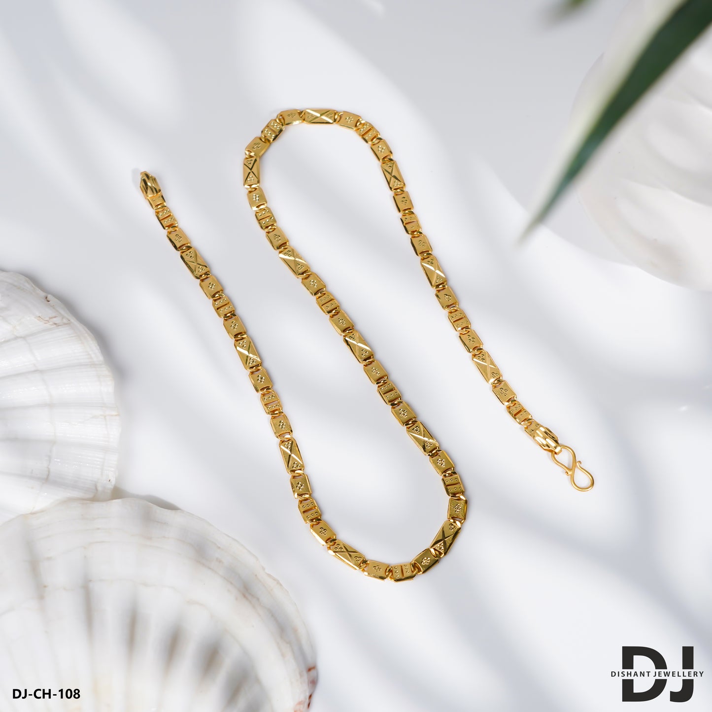 Cute Design Gold Plated Medium size Nawabi Chain for Men(CH-108)