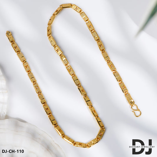 Prominent Design Gold Plated Mediume Size Nawabi Chain for Men.(CH-110)