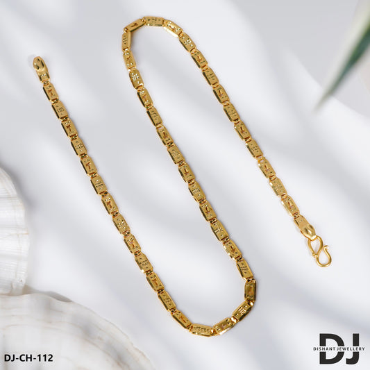 COCONUT TREE Design Gold Plated MEDIUM Size Nawabi Chain for Men.(CH-112)
