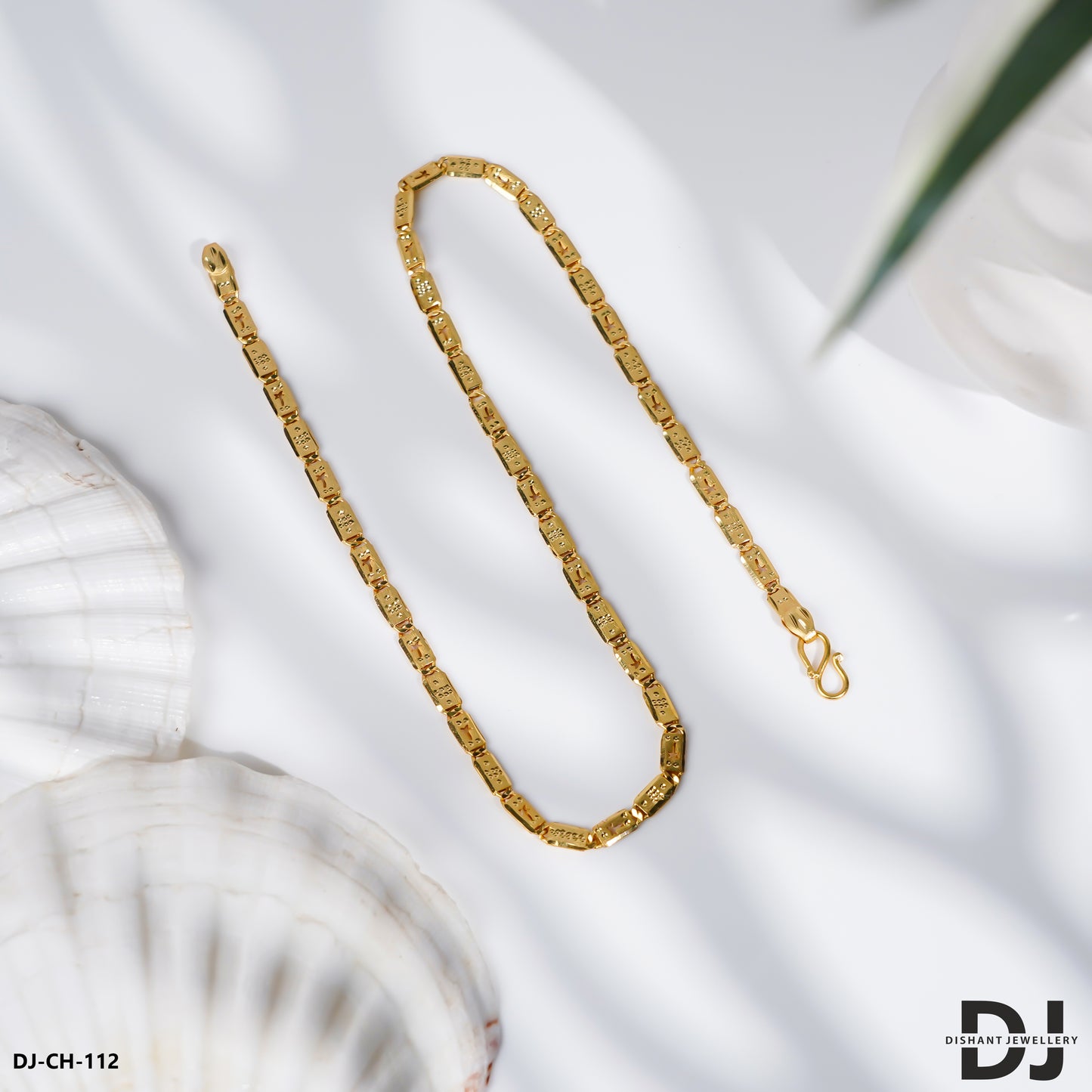 COCONUT TREE Design Gold Plated MEDIUM Size Nawabi Chain for Men.(CH-112)