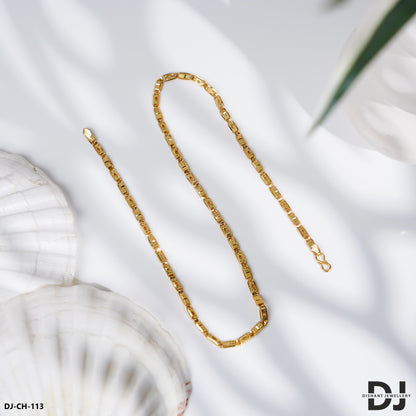 Latest Design Gold Plated SMALL Nawabi Chain for Men.(CH-113)