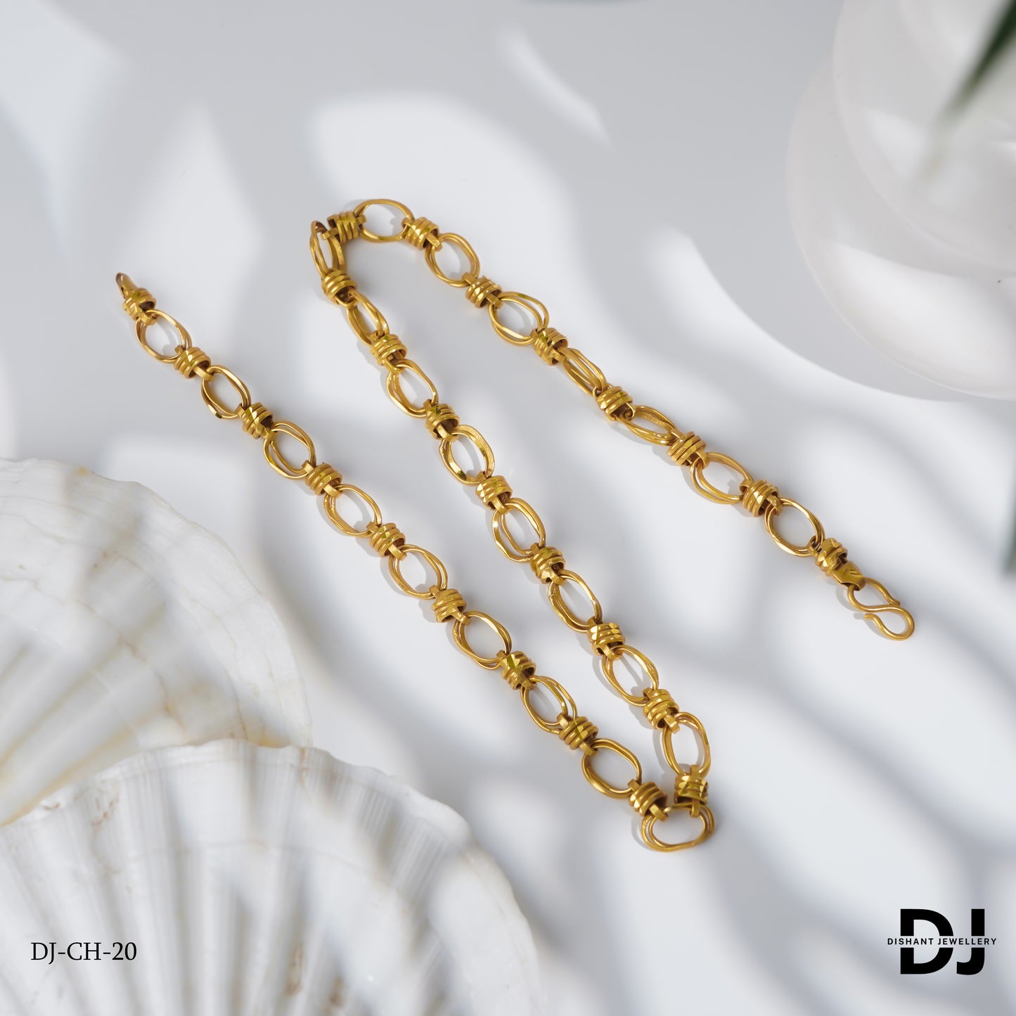 New Heavy Micro Gold Platted Joint Ring Into Pop Design Chain For Men.(CH-20)