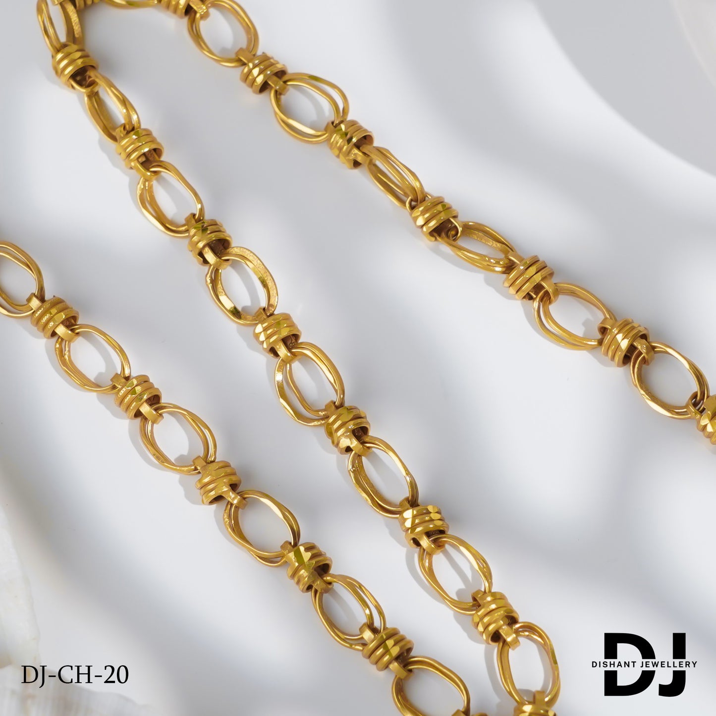 New Heavy Micro Gold Platted Joint Ring Into Pop Design Chain For Men.(CH-20)