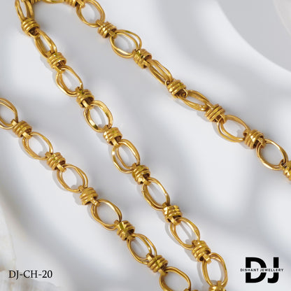 New Heavy Micro Gold Platted Joint Ring Into Pop Design Chain For Men.(CH-20)