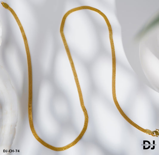 3 LINE BOX Gold Plated Lovely Design High-Quality Chain for Men.(CH-74)