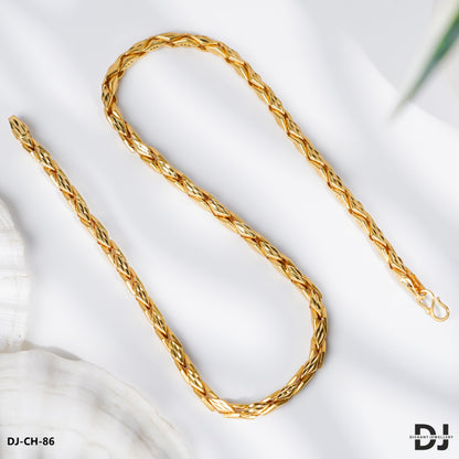 Gold Plated kaju katli Design Best Quality Chain for Men. (CH-86)