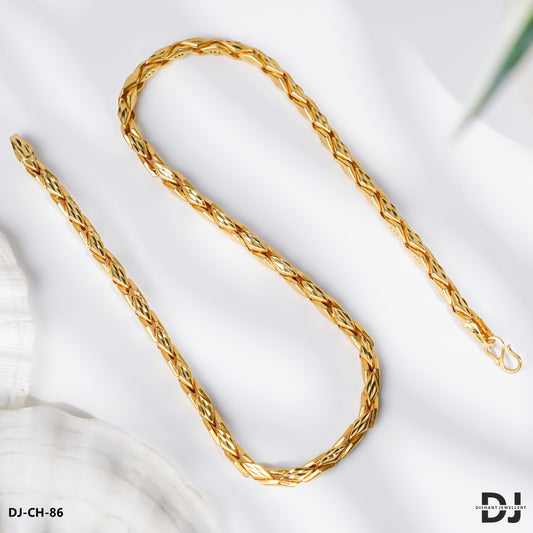 Gold Plated kaju katli Design Best Quality Chain for Men. (CH-86)
