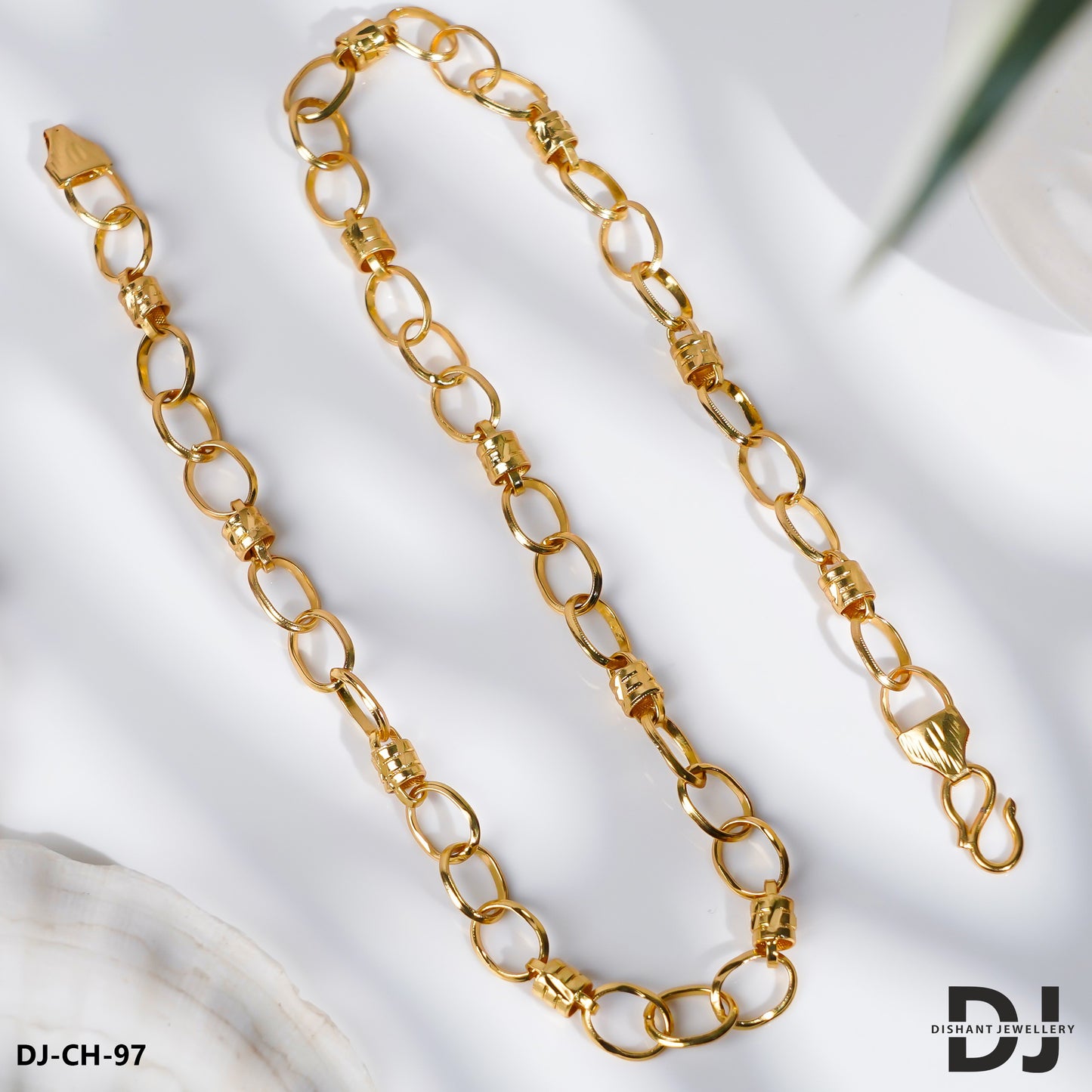 New Gold Platted Joint Ring Into Pop Design Chain For Men.(CH-97)