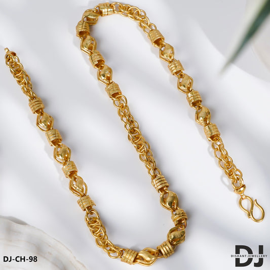 New Style Crafted Design Chain With 2 Kadi Linked Rassa Chain for Men.(CH-98)