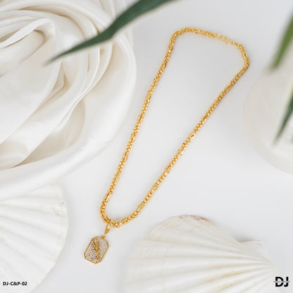 Classical Gold forming Chain with Jaguar Diamond pendal for Men.(CP-02)