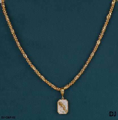 Classical Gold forming Chain with Jaguar Diamond pendal for Men.(CP-02)
