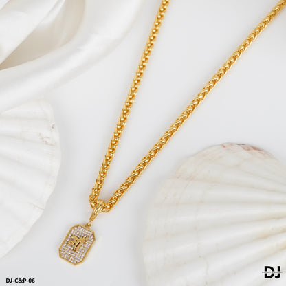 Classical Gold forming Chain with MAA DIAMOND pendal for Men.(CP-06)
