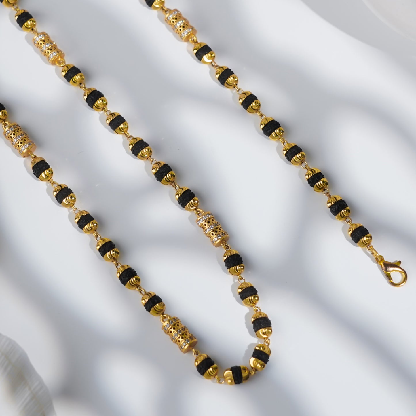 New Gold Forming  Rudraksha Mala And Superior Diamond Kashtabhanjan Dev Pendant For Men.(M&P-01)