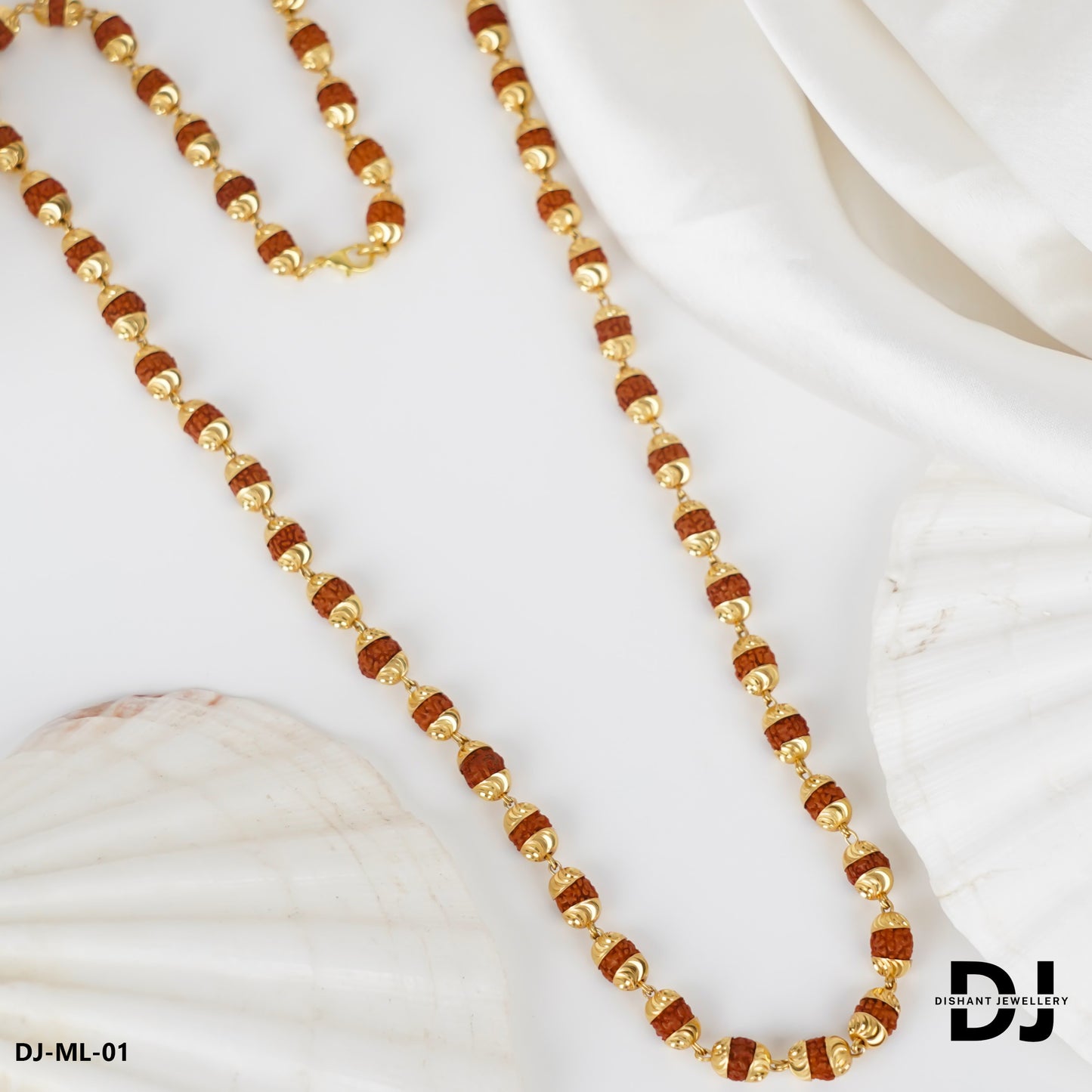New 6 mm Gold Plated Rudraksha mala for Men.(ML-01)