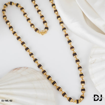 New 6 mm Gold Plated Rudraksha mala for Men.(ML-02)