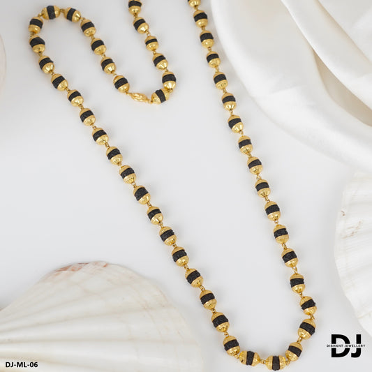 New 6 mm Gold Plated Rudraksha mala for Men.(ML-06)