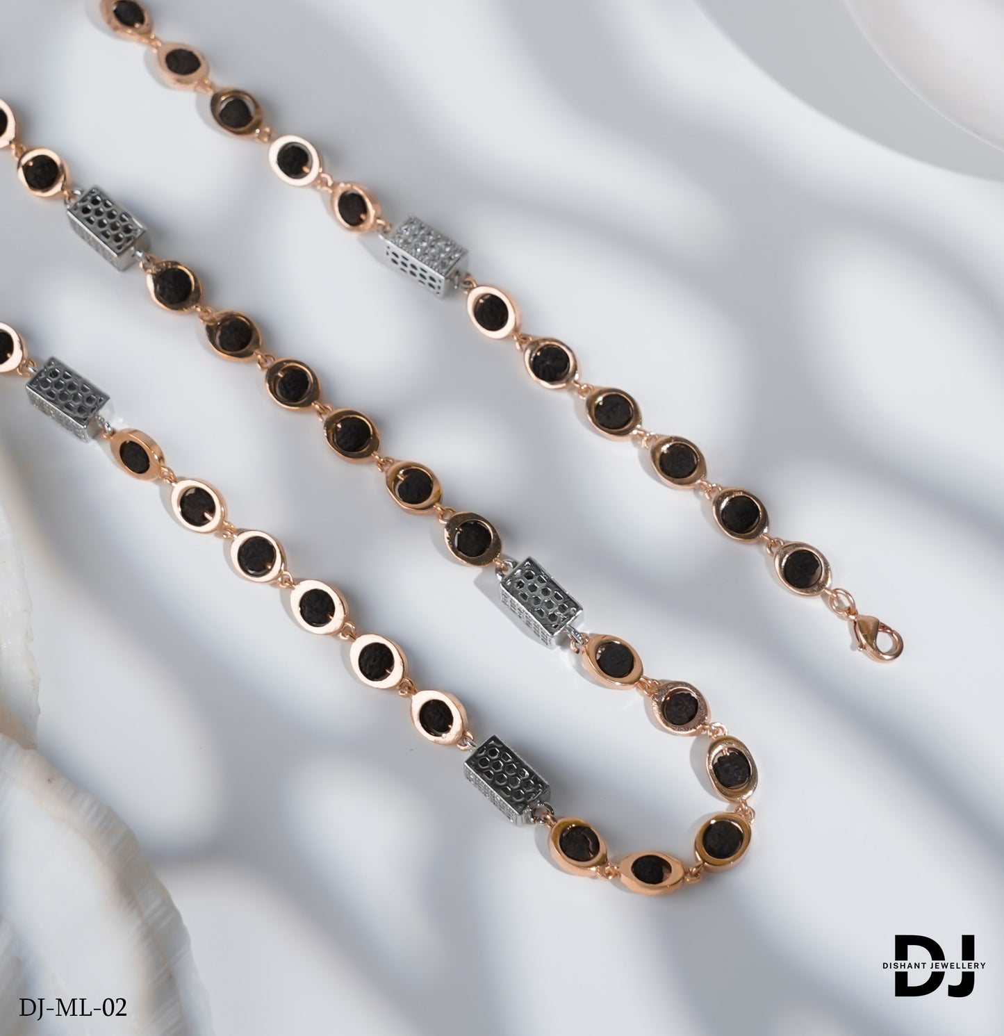 New ovel Rose Gold Forming Lovely Design Rudraksha Mala For Men.(ML-02)