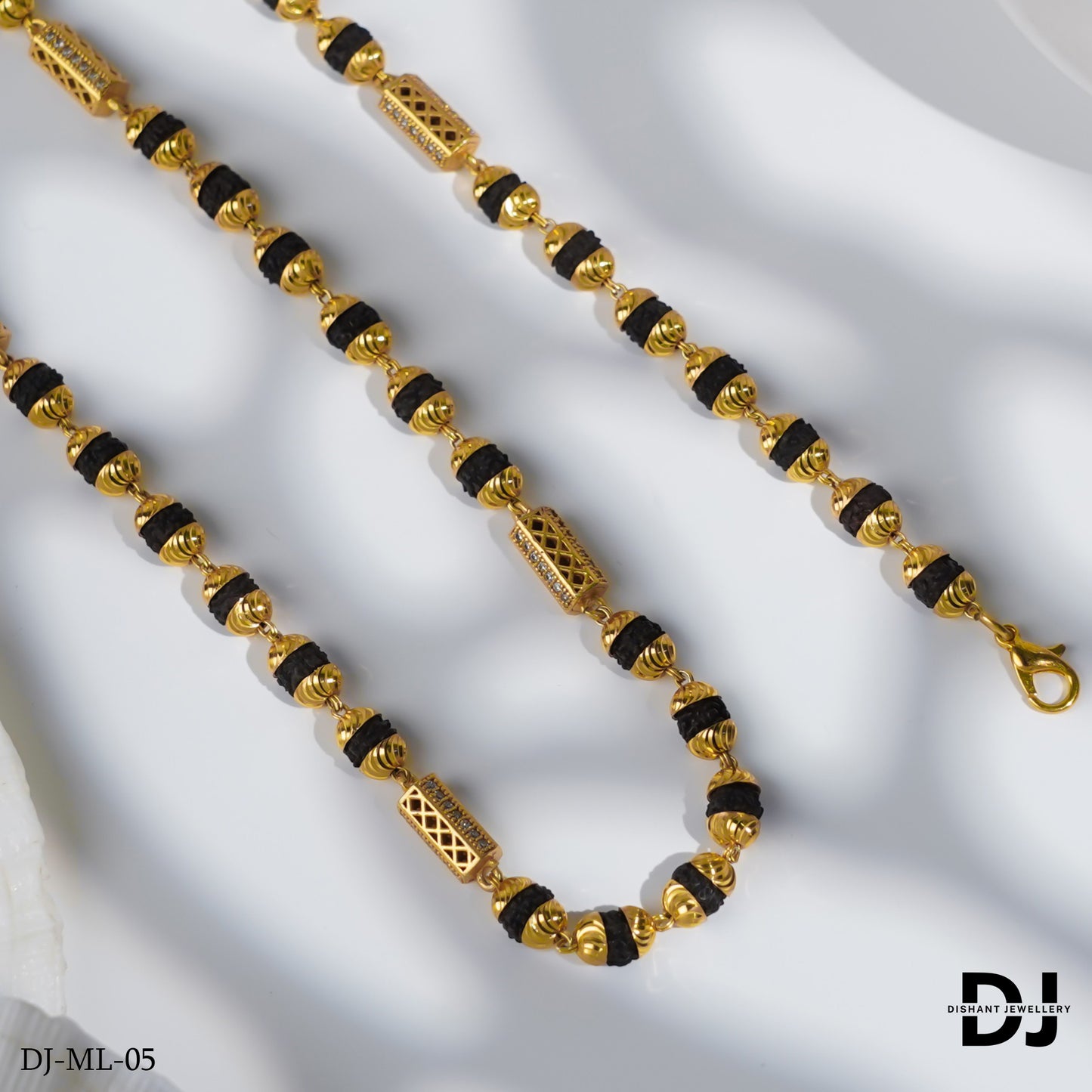 New Gold Forming Lovely Design High-quality Rudraksha Mala For Men.(ML-05)