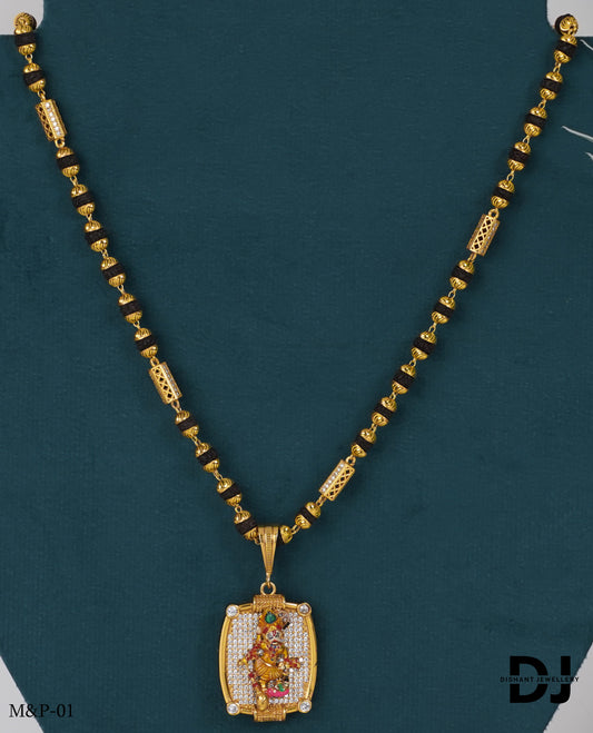 New Gold Forming  Rudraksha Mala And Superior Diamond Kashtabhanjan Dev Pendant For Men.(M&P-01)