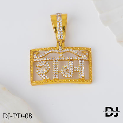 New RAM Square Gold Pletted Design Daimond Pendant.(PD-08)