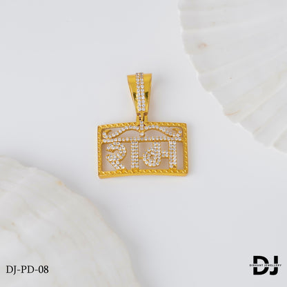 New RAM Square Gold Pletted Design Daimond Pendant.(PD-08)