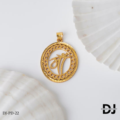 New Round Design Gold Pletted MA Design Pendant.(PD-22)
