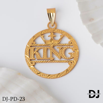 New Round Gold Pletted KING Design Pendant.(PD-23)