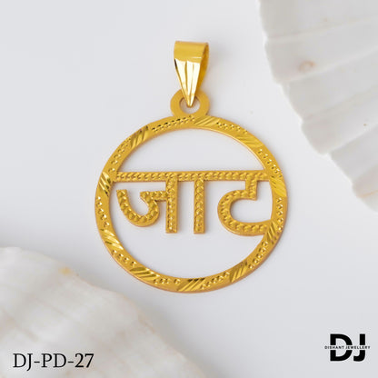 New Round Design Gold Pletted JAAT Design Pendant.(PD-27)