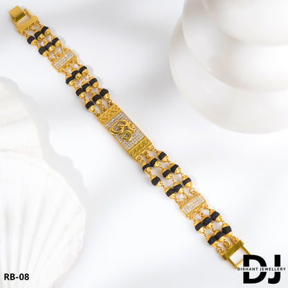 3 Line OM Rudraksha Gold Bracelet for Men.(RB-08)