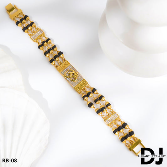 3 Line OM Rudraksha Gold Bracelet for Men.(RB-08)