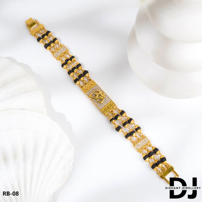 3 Line OM Rudraksha Gold Bracelet for Men.(RB-08)